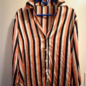 Fashion Nova Multicolor Striped Button-Down Shirt